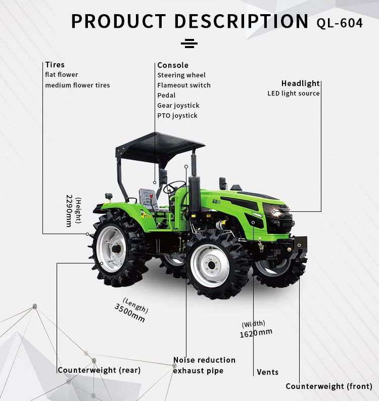 35HP 30HP 40HP 50HP 60HP Compact Farming Equipment Agricultural Small Tractors Mini 4X4 4WD Agricol Agriculture Farm Tractor