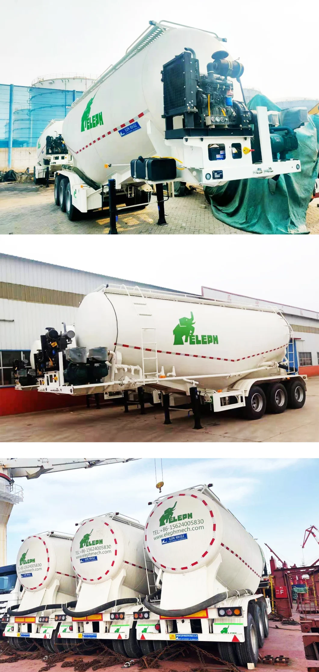 Powder Bulk Cement Tank Air Compressor Semi Trailer Special Vehicle